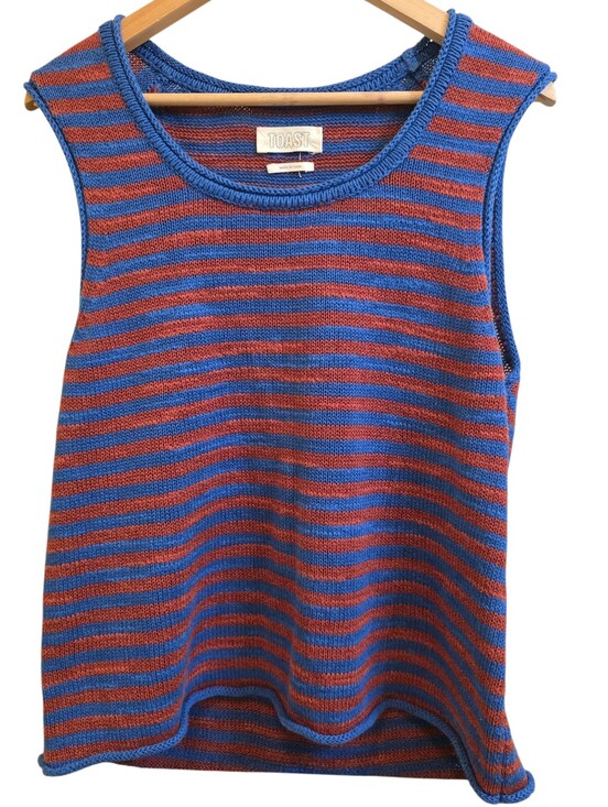 Toast Sweaters - Toast Stripe Linen Cotton Knitted Vest VGUC Size L